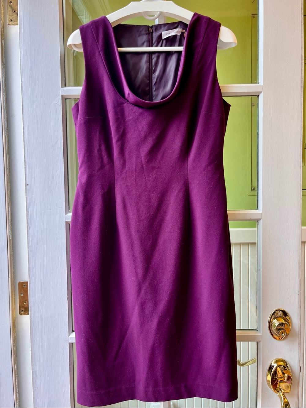 Calvin Klein Plum Cowl Scoop-Neck Midi Sheath Dress